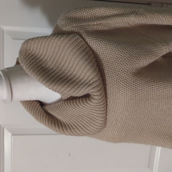 New York and Company Gold Shimmer Cowl Neck Sweater Large - Picture 2 of 12